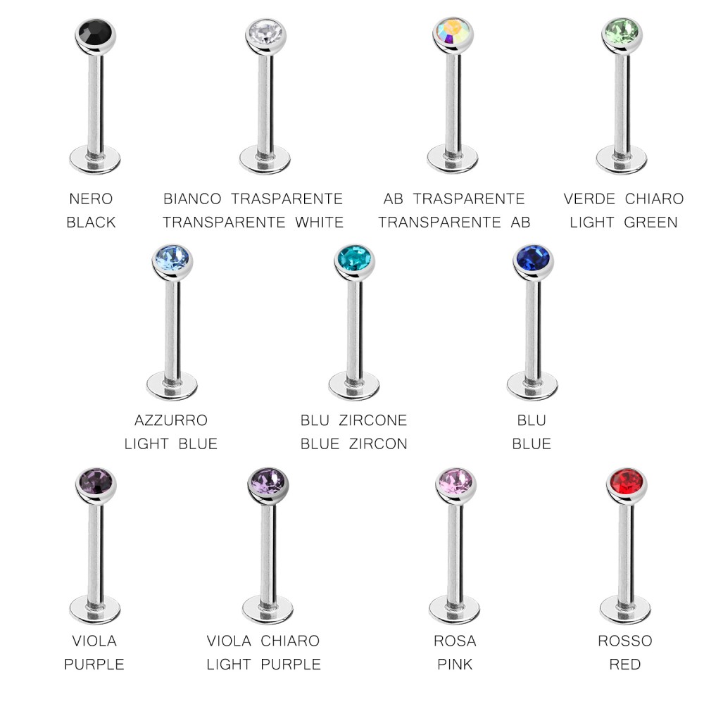Labret Diamante di Diversi Colori 2,5 MM