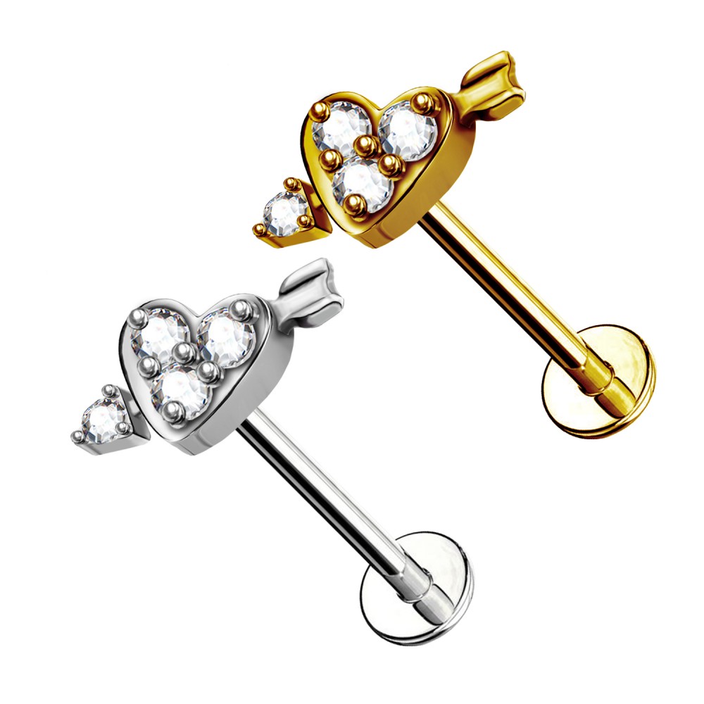 Cupid's Piercing Labret with Crystals and Internal Threading