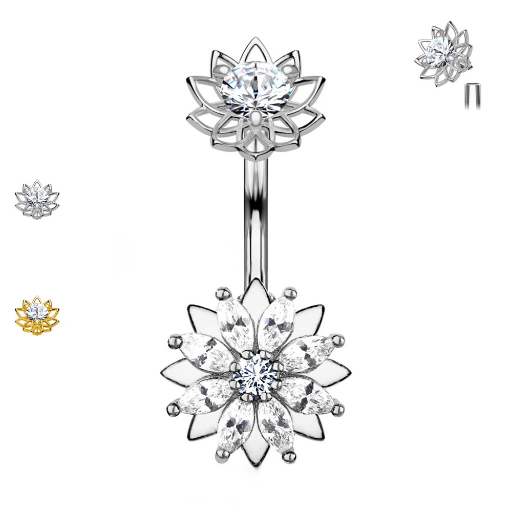 Navel Piercing Flower shape Crystal made in Steel