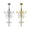 Navel Piercing with Crystal - Butterfly and Crosses