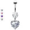 Piercing Banana Belly Button with Heart Shape Crystal