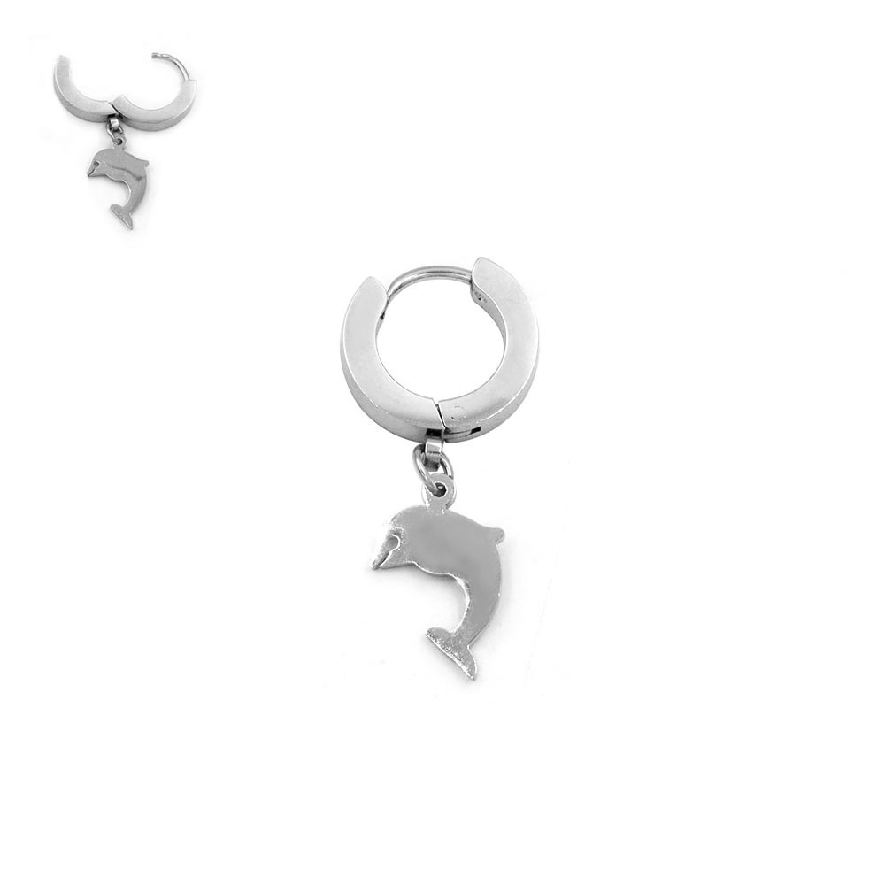 Circle Earring with Pendant Dolphin
