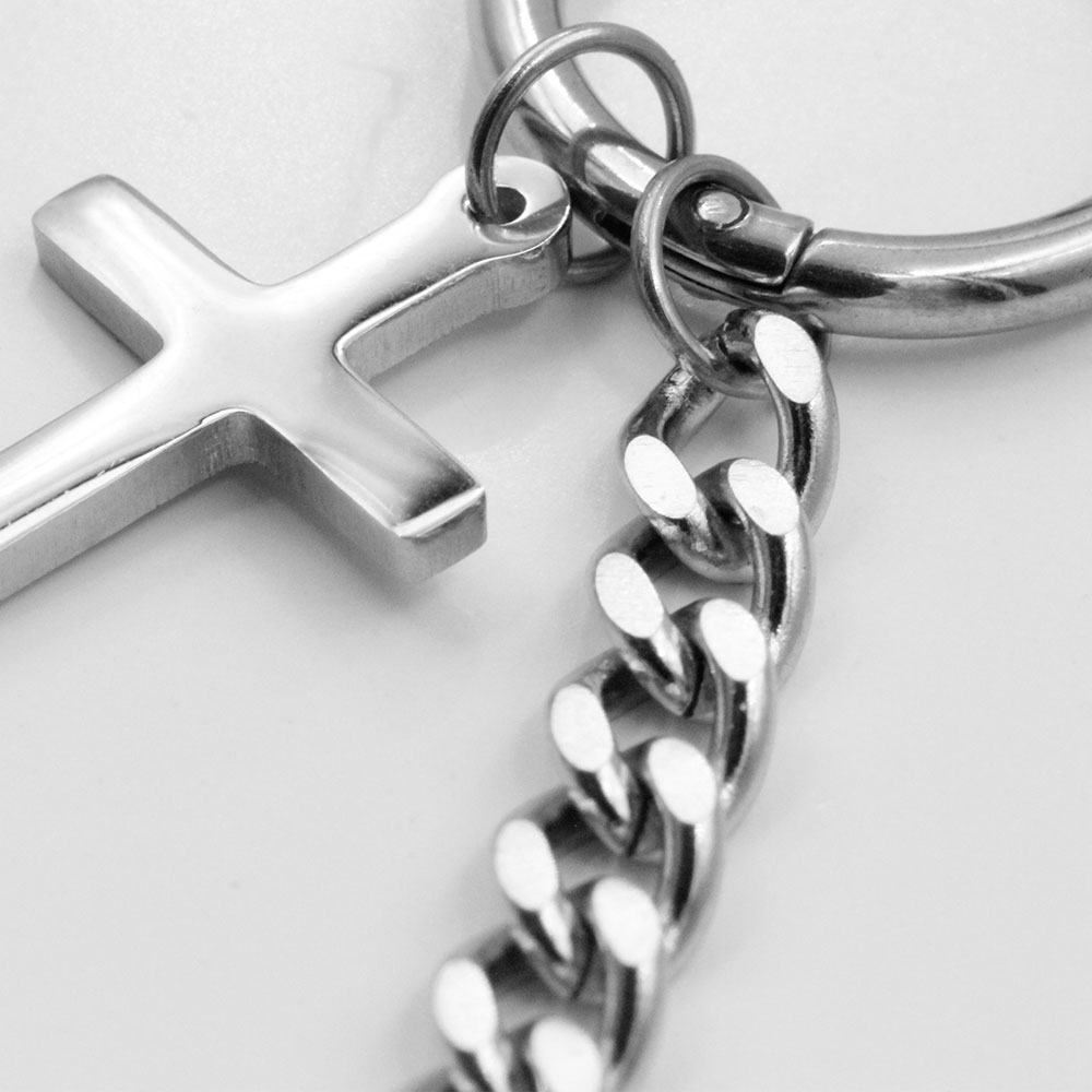 Earring with Pendant Cross and Chain