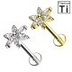 PWC-051 Titanium Labret Piercing with Flower Crystals and Internally Threaded