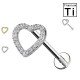 PWC-055 Heart-shaped Titanium Labret Piercing with crystals and Internal Threading