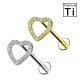 PWC-055 Heart-shaped Titanium Labret Piercing with crystals and Internal Threading