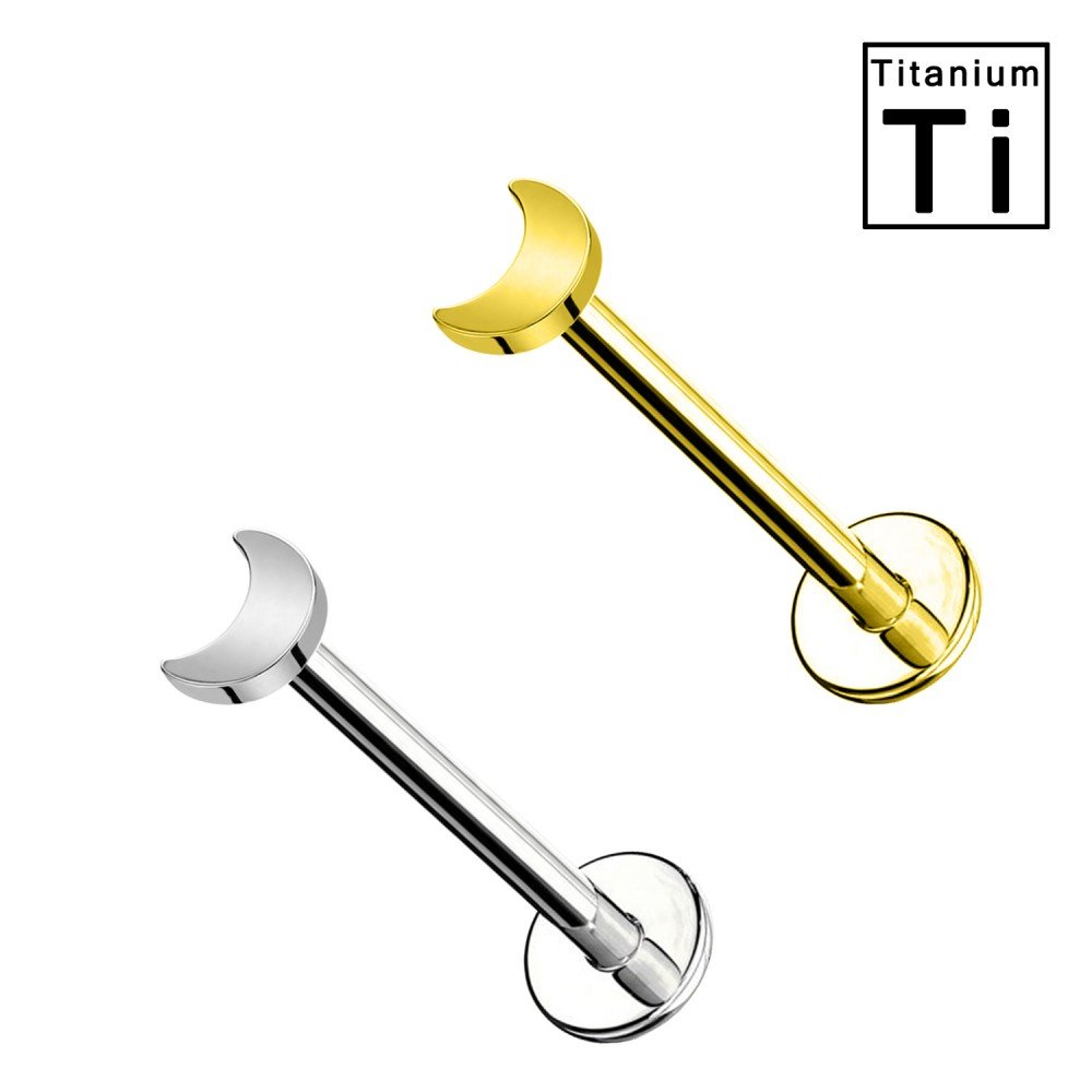 PWC-059 Moon-Shaped Titanium Labret Piercing with Internal Threading