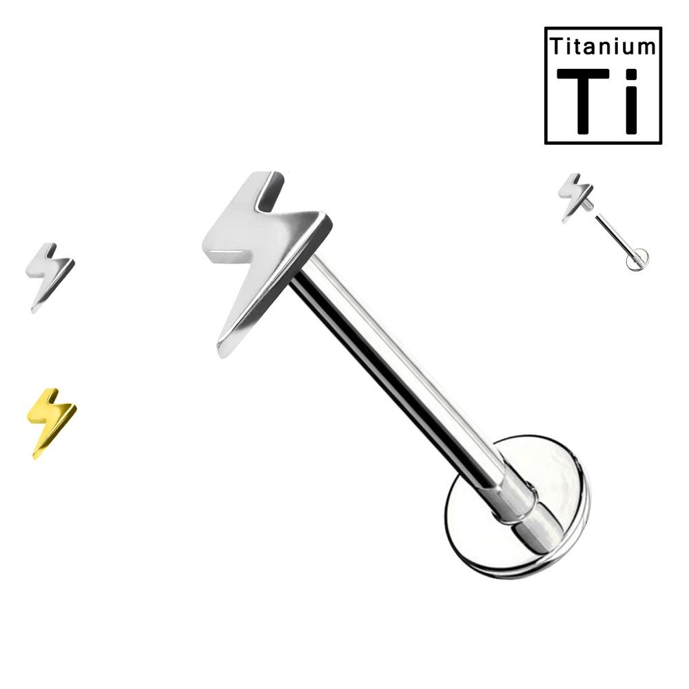 PWC-061 Piercing Labret in Titanio a Forma di Fulmine e con Filettatura Interna