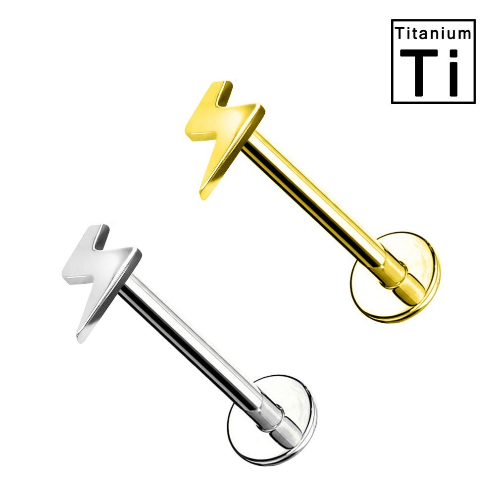 PWC-061 Piercing Labret in Titanio a Forma di Fulmine e con Filettatura Interna