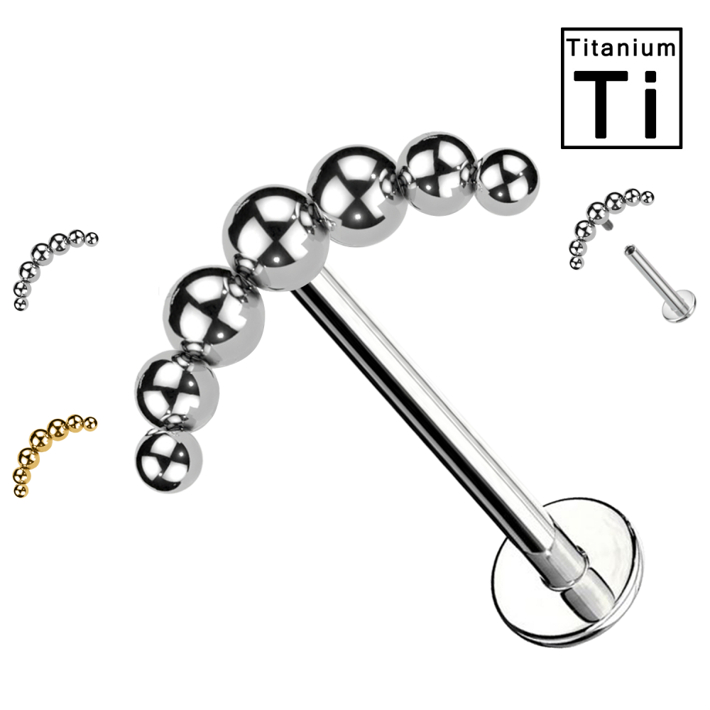 Titanium Labret Piercing with Seven Balls and Internal Thread