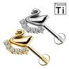 Titanium Swan Labret Piercing with Crystals and Internally Threaded