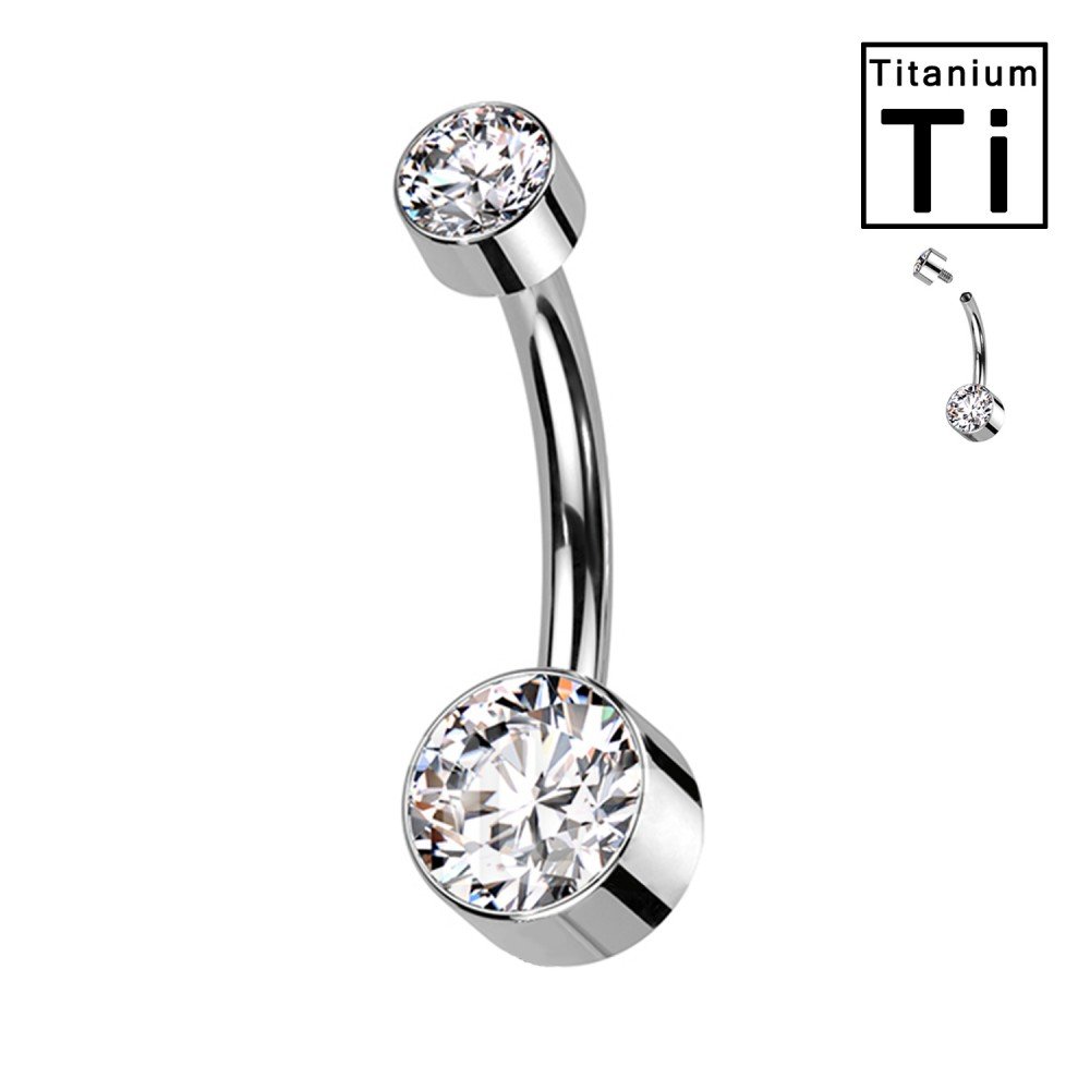 Belly button piercing with double Crystals in Titanium