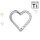 Piercing Cerchio Clicker in Titanio a forma di cuore con cristalli  su Destra